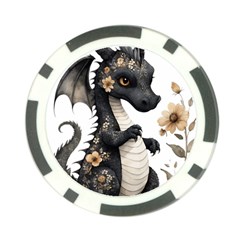 Cute Black Baby Dragon Flowers Painting (7) Poker Chip Card Guard by 1xmerch