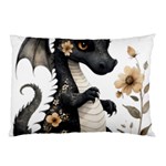 Cute Black Baby Dragon Flowers Painting (7) Pillow Case (Two Sides) Back