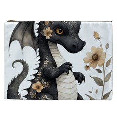 Cute Black Baby Dragon Flowers Painting (7) Cosmetic Bag (xxl) by 1xmerch