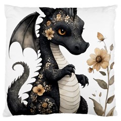 Cute Black Baby Dragon Flowers Painting (7) Standard Premium Plush Fleece Cushion Case (one Side) by 1xmerch