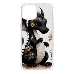 Cute Black Baby Dragon Flowers Painting (7) Iphone 14 Tpu Uv Print Case