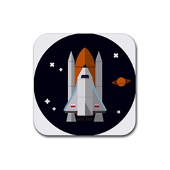 Rocket Space Universe Spaceship Rubber Coaster (square) by Sarkoni