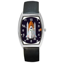 Rocket Space Universe Spaceship Barrel Style Metal Watch