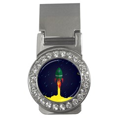 Rocket Halftone Astrology Astronaut Money Clips (cz)  by Sarkoni