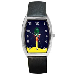 Rocket Halftone Astrology Astronaut Barrel Style Metal Watch