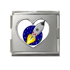 Rocket Ship Launch Vehicle Moon Mega Link Heart Italian Charm (18mm) by Sarkoni