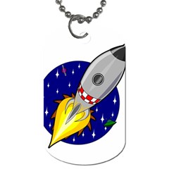 Rocket Ship Launch Vehicle Moon Dog Tag (two Sides)