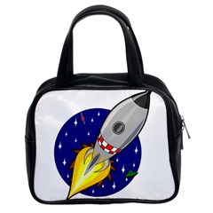 Rocket Ship Launch Vehicle Moon Classic Handbag (two Sides)