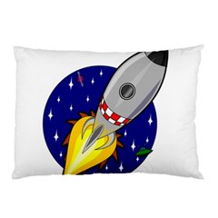 Rocket Ship Launch Vehicle Moon Pillow Case