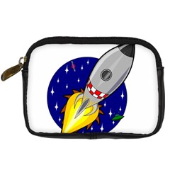 Rocket Ship Launch Vehicle Moon Digital Camera Leather Case