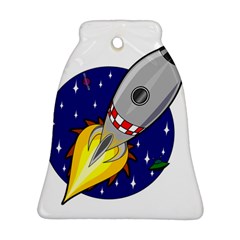 Rocket Ship Launch Vehicle Moon Bell Ornament (two Sides)