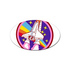 Badge Patch Pink Rainbow Rocket Sticker (oval) by Sarkoni