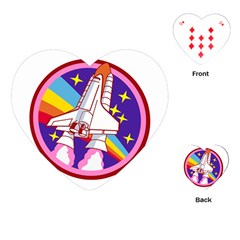 Badge Patch Pink Rainbow Rocket Playing Cards Single Design (heart)