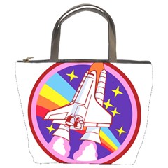 Badge Patch Pink Rainbow Rocket Bucket Bag