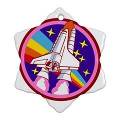 Badge Patch Pink Rainbow Rocket Ornament (snowflake)