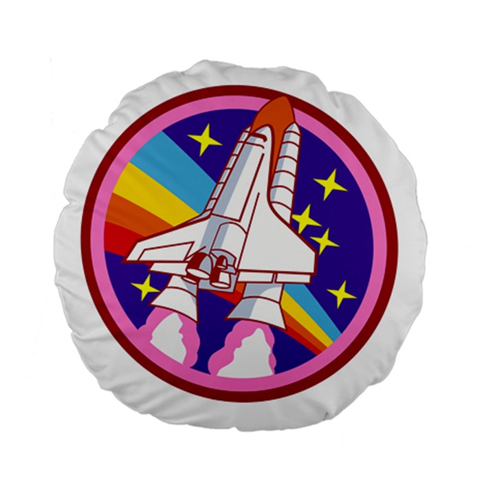 Badge Patch Pink Rainbow Rocket Standard 15  Premium Round Cushions