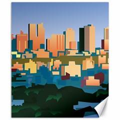 City Buildings Urban Dawn Canvas 8  X 10 