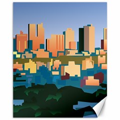 City Buildings Urban Dawn Canvas 11  X 14 