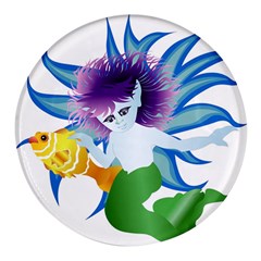 Mermaid Fantasy Undersea Merman Round Glass Fridge Magnet (4 Pack) by Sarkoni