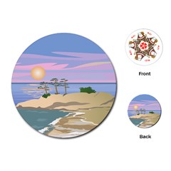 Vacation Island Sunset Sunrise Playing Cards Single Design (round)