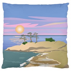 Vacation Island Sunset Sunrise Large Premium Plush Fleece Cushion Case (one Side)