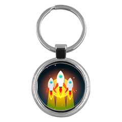 Rocket Take Off Missiles Cosmos Key Chain (round) by Sarkoni