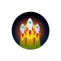 Rocket Take Off Missiles Cosmos Rubber Coaster (round) by Sarkoni