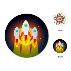 Rocket Take Off Missiles Cosmos Playing Cards Single Design (round)