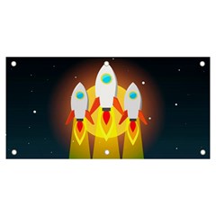 Rocket Take Off Missiles Cosmos Banner And Sign 6  X 3  by Sarkoni