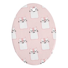 Pattern Pink Cute Sweet Fur Cats Ornament (oval) by Sarkoni