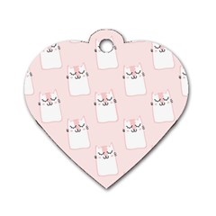 Pattern Pink Cute Sweet Fur Cats Dog Tag Heart (two Sides)