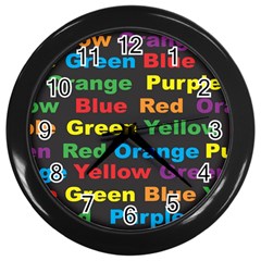 Red Yellow Blue Green Purple Wall Clock (black) by Sarkoni