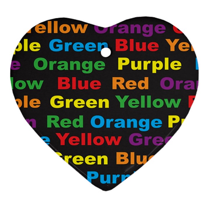 Red Yellow Blue Green Purple Heart Ornament (Two Sides)