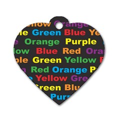 Red Yellow Blue Green Purple Dog Tag Heart (two Sides)