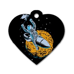 Astronaut Planet Space Science Dog Tag Heart (two Sides)