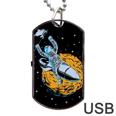 Astronaut Planet Space Science Dog Tag Usb Flash (one Side)