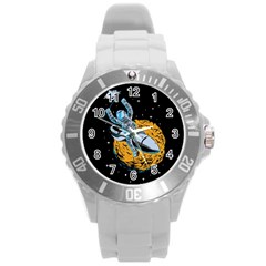 Astronaut Planet Space Science Round Plastic Sport Watch (l)