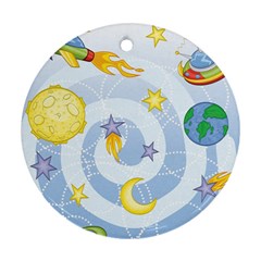 Science Fiction Outer Space Round Ornament (two Sides)