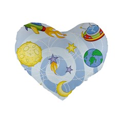 Science Fiction Outer Space Standard 16  Premium Heart Shape Cushions