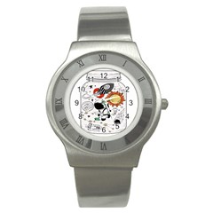 Astronaut Drawing Planet Stainless Steel Watch