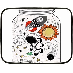 Astronaut Drawing Planet Two Sides Fleece Blanket (mini)