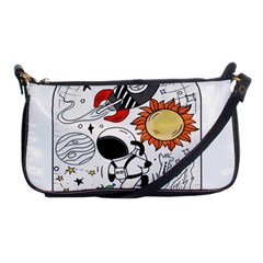 Astronaut Drawing Planet Shoulder Clutch Bag