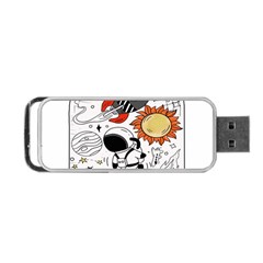 Astronaut Drawing Planet Portable Usb Flash (two Sides)