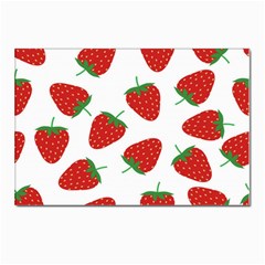 Seamless Pattern Fresh Strawberry Postcards 5  X 7  (pkg Of 10) by Sarkoni