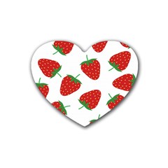 Seamless Pattern Fresh Strawberry Rubber Heart Coaster (4 Pack)