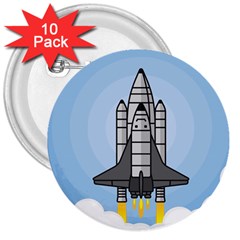 Rocket Shuttle Spaceship Science 3  Buttons (10 Pack) 