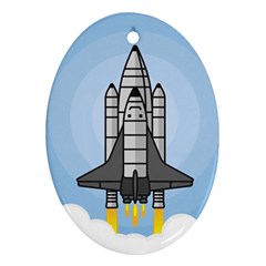 Rocket Shuttle Spaceship Science Oval Ornament (two Sides)