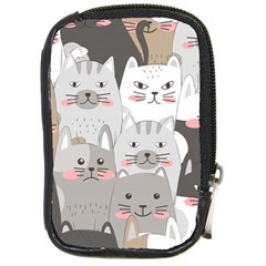 Cute Cats Seamless Pattern Compact Camera Leather Case