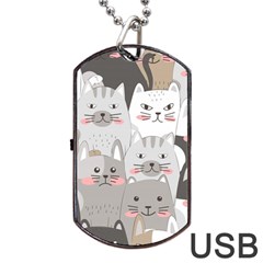 Cute Cats Seamless Pattern Dog Tag Usb Flash (one Side) by Sarkoni