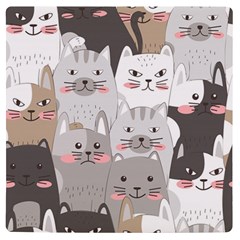 Cute Cats Seamless Pattern Uv Print Square Tile Coaster  by Sarkoni